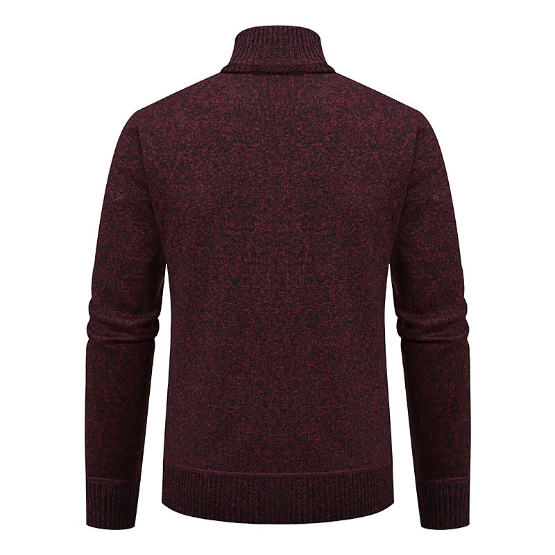 Men's Cardigan Sweater Mens Dress Sweaters Ribbed Knit Regular Knitted Plain Stand Collar Warm Ups Modern Contemporary Daily Wear Going out Clothing Apparel Fall & Winter Wine Red Blue S M L 2025 - $37.99 –P7
