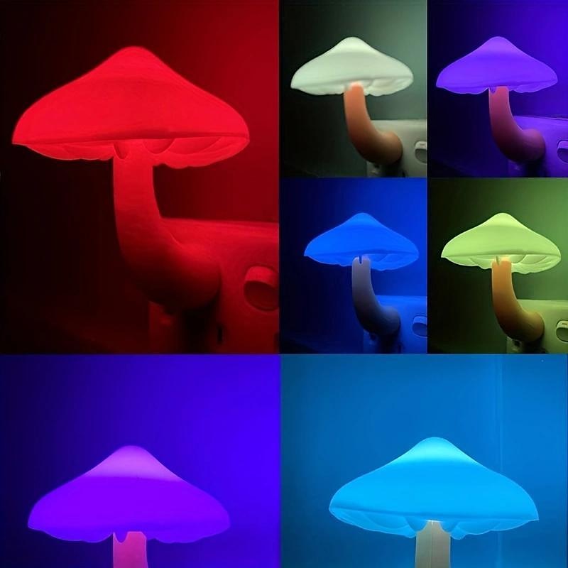 3 confezioni di simpatiche luci notturne a fungo con sensore dal tramonto all'alba - Lampada plug-in a LED a 7 colori per la camera dei bambini e la scuola materna del 2025 a $16.99 –P2