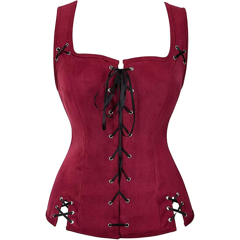 Retro Vintage Medieval Renaissance Suede Vest Pirate Viking Drawstring Solid Colored Fancy Dress Women's Pirate Fantasy Steampunk Halloween Carnival Masquerade LARP Ren Faire Adults' Vest Top All 2025 - $35.99 –P3
