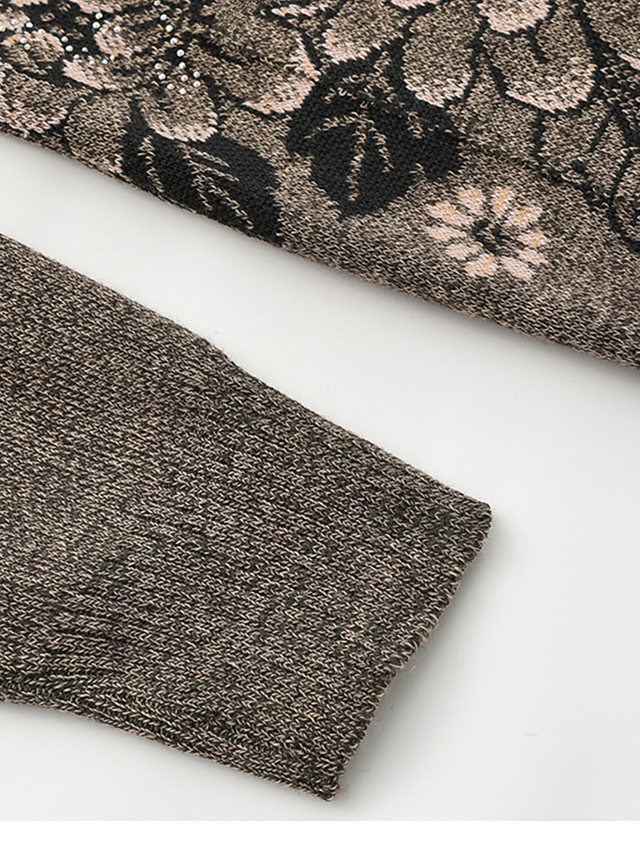 Dames Vest Trui Stijlvol Casual Zacht Bloemig Geribd Strakke ronde hals Knop Zak Lange mouw breien Buiten Feestdagen Uitgaan bordeaux Grasgroen Herfst Winter 2025 - $31.99 –P12