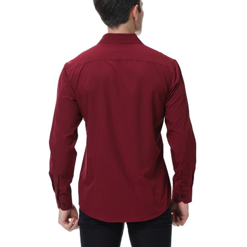 Men's Shirt Summer Shirt Casual Shirt Button Up Shirt Black White Pink Wine Red Long Sleeve Geometric Color Block Lapel Vacation Daily Patchwork Clothing Apparel Polyester Fashion Casual Comfortable 2025 - $22.99 –P9