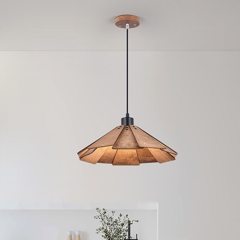 lampada a sospensione moderna lampada a sospensione geometrica paralume in legno naturale illuminazione corridoio lampadario lampada da soffitto per camera da letto cucina isola fattoria 110-240v del 2025 a $152.99 –P5