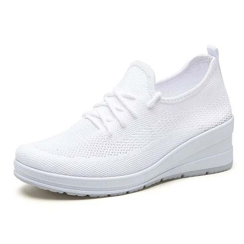Damen Turnschuhe Schuhe mit innerer Höhenerhöhung Outdoor Täglich Feste Farbe Sommer Keilabsatz Runde Zehe Sport Brautkleider schlicht Komfort Rennen Wanderschuhe Fliegendes Weben Gummiband Schwarz 2025 - $29.99 –P4