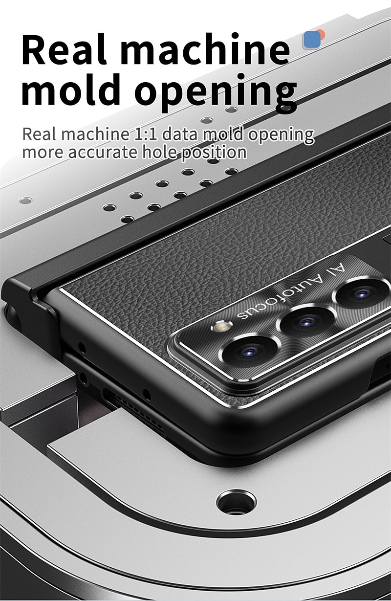2025年 ペン付き電話ケース サムスン Galaxy Z Fold 6 Z Fold 5 Z Fold 4 Z Fold 3 バックカバー スタンドと画面保護フィルム付き ペンホルダー PC メタル PUレザー コレクション – $58.99 –P2