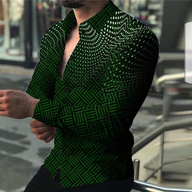 Per uomo Camicia Camicia elegante A Pois All'aperto Casuale Blu marino Verde Manica Lunga Collo ripiegato Autunno & Inverno Abbigliamento Stampato del 2026 a $28.99 –P1