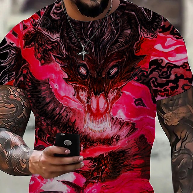 Herre Grafisk Dyr Drage T skjorte Kortermet T skjorte 3D-utskrift Crew-hals Skjorte Årgang Mote Designer utendørs Daglig Sport Lysegul Mørkegul Svart Vår sommer Klær S M L XL 2XL 3XL 2025 - $17.99 –P3
