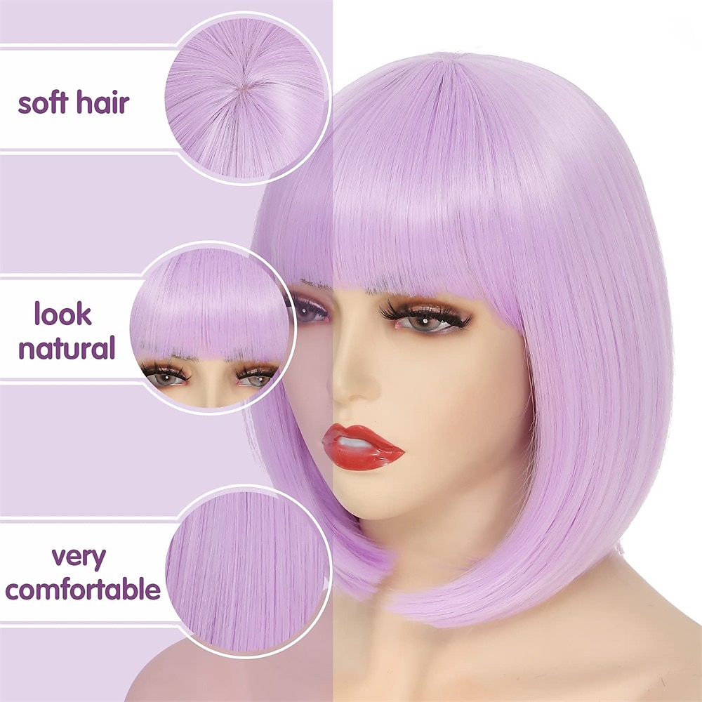 Blonde Bob Wig with Bangs - 12'' Short Blonde Wig for Women Natural Look Color Wigs with Bangs Super Soft and Easy to Wear Straight Bob Wig Synthetic Wig for Daily Halloween 2026 - $22.99 –P15