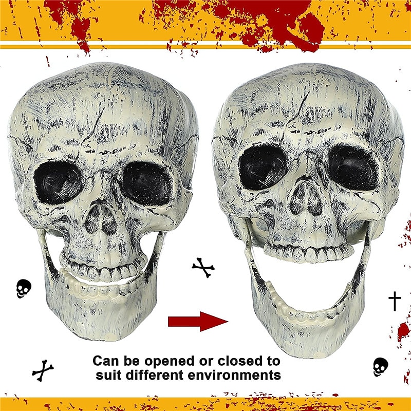 3 pack realistisch uitziende skelet staken kerkhof tuin gazon staken halloween skelet oplichten halloween decoraties skelet handen hoofd tuin paal met lichtsnoeren voor tuin warm wit / paars 2026 - $30.99 –P18