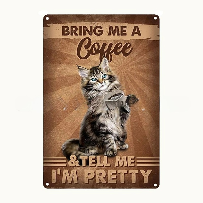 1pc Retro Metal Tin Sign Cute Cat Tin Sign Vintage Kitchen Signs Wall Decor, Painting Wall Hanging for Home Decor Wall Art Metal Tin Sign 20x30cm/8''x12'' 2025 - $10.99 –P2