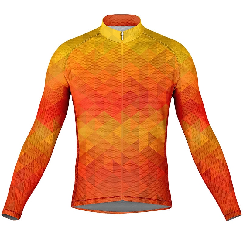 Herr Cykeltröja Grafisk Lutning Långärmad Cykel Överdelar med 3 bakfickor Bergscykling Vägcykling Snabb tork Reflexremsa Bakficka Fuktabsorberande sporter Blå Mörkgrön Orange Kläder 2025 - $34.99 –P11