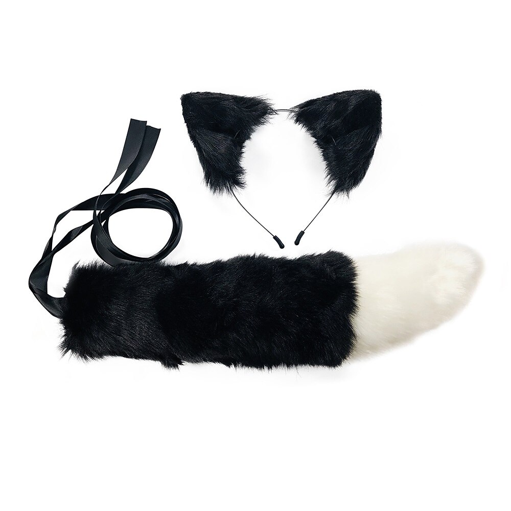 Conjunto de accesorios de cola de aro para el pelo con orejas de animales, cosplay hecho a mano, anime, bonito color zorro, piel de conejo 2025 - $20.99 –P3