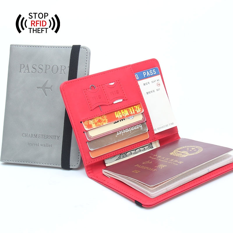Leather Passport Cover RFID Elastic Band Travel Credit ID Card Waterproof Passport Holder Men Women Wallet Document Organizer 2025 - $6.49 –P10