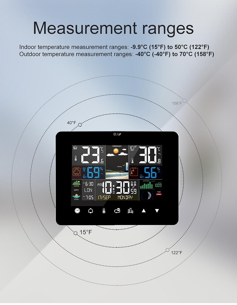 digitaal scherm wekker weerstation temperatuursensor met elektronische thermometer weerbarometer voorspellingssensor 2025 - $66.99 –P6