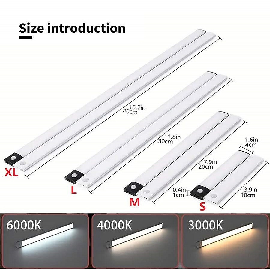 LED Motion Sensor Light Wireless Wall Lamp USB LED Night Lights USB Rechargeable Night Lamps For Kitchen Cabinet Wardrobe Lamp Staircase 10/20/30/40CM 2025 - $9.99 –P1