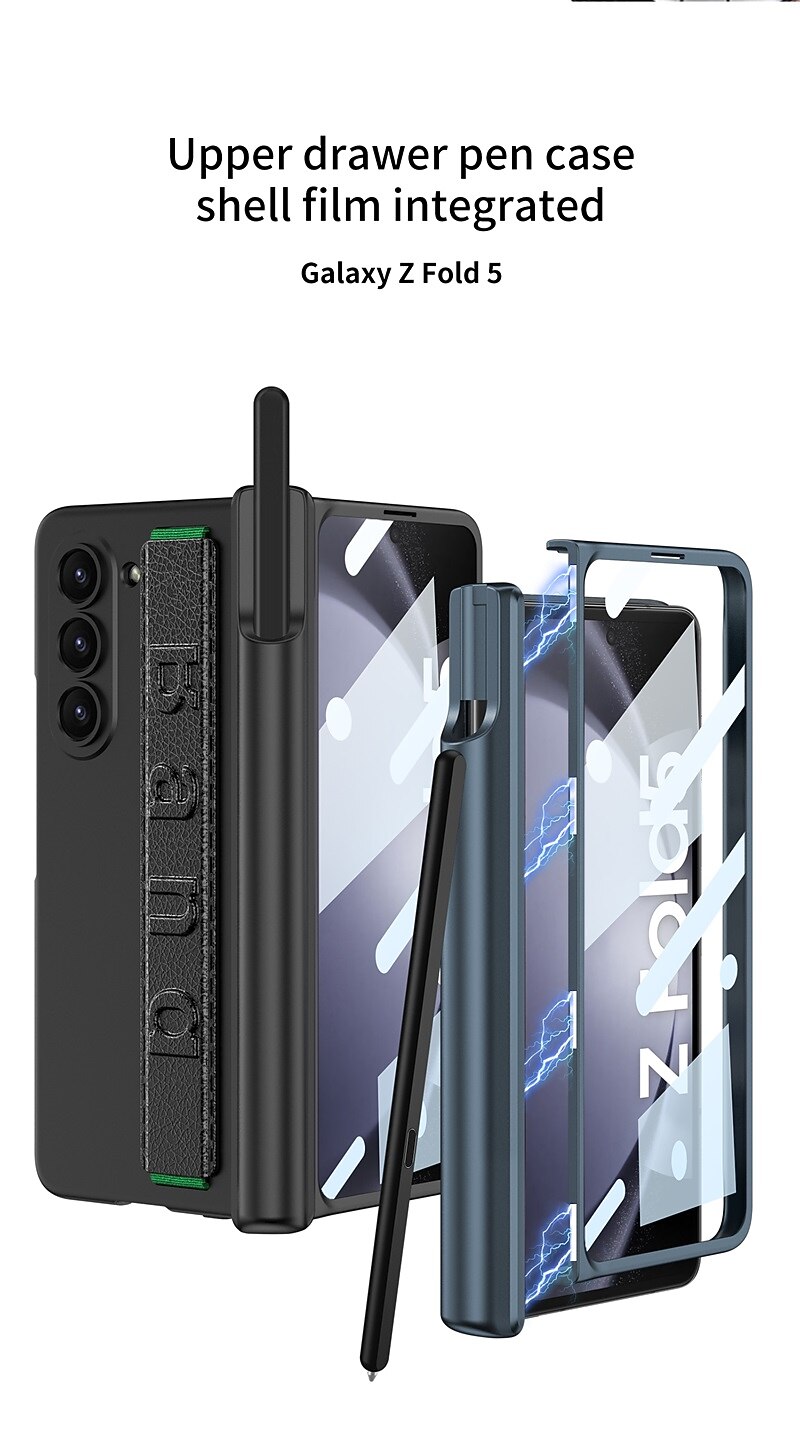 Phone Case For Samsung Galaxy Z Fold 5 Z Fold 4 Back Cover Pencil Holder Magnetic Full Body Protective PC 2025 - $32.99 –P3