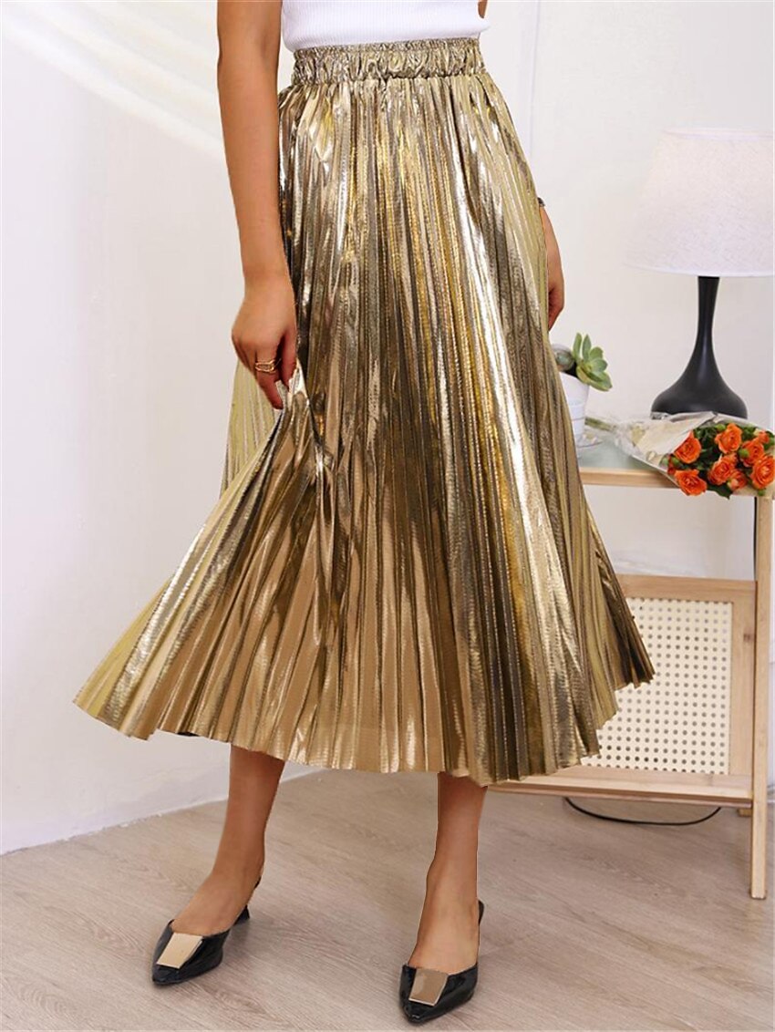 Silver gold shop pleated skirt