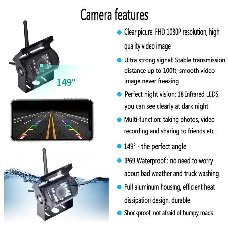 2025年 車の wifi ナイトビジョン逆転カメラバックアップカメラバストラック逆転カメラ iphone/android 用 コレクション – $74.99 –P9