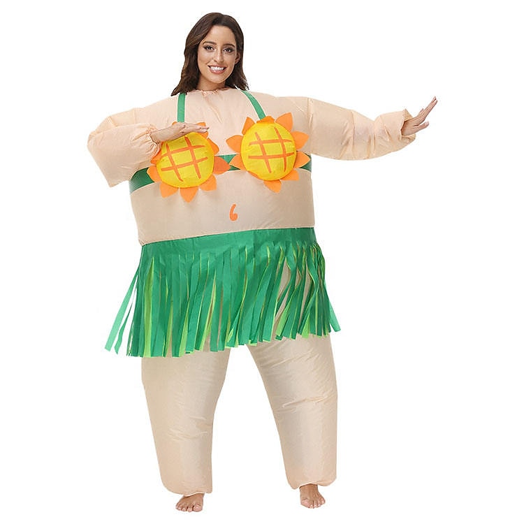 Couples Hawaiian Inflatable Costumes Halloween Group Couples Costumes All Movie Cosplay Funny Costume Green Leotard / Onesie Halloween Carnival Masquerade Cloth 2025 - $62.99 –P4