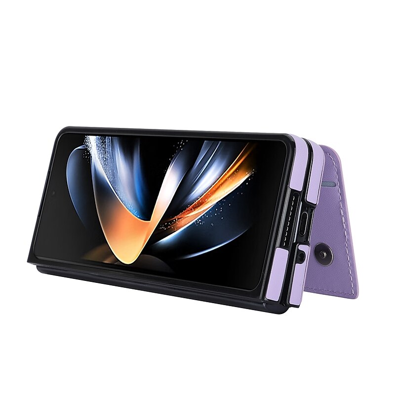 телефон Кейс для Назначение SSamsung Galaxy Z-образный сгиб 7 Z-сгиб 6 Z Fold 5 Z Fold 4 Z Fold 3 Кожаный чехол Слоты для держателей карт Откидная подножка с держателем для ручки Сплошной цвет 2025 - $25.99 –P12