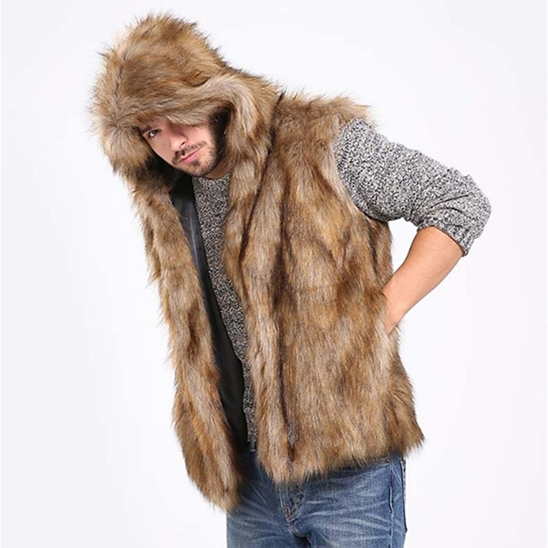 Per uomo Gilet Cappotto di pelliccia sintetica Da tutti i giorni Da mare Per uscire Di tendenza Essenziale Inverno Primavera & Autunno Con cappuccio Ecopelliccia Comodo Liscio Monopetto Con cappuccio del 2026 a $59.99 –P6