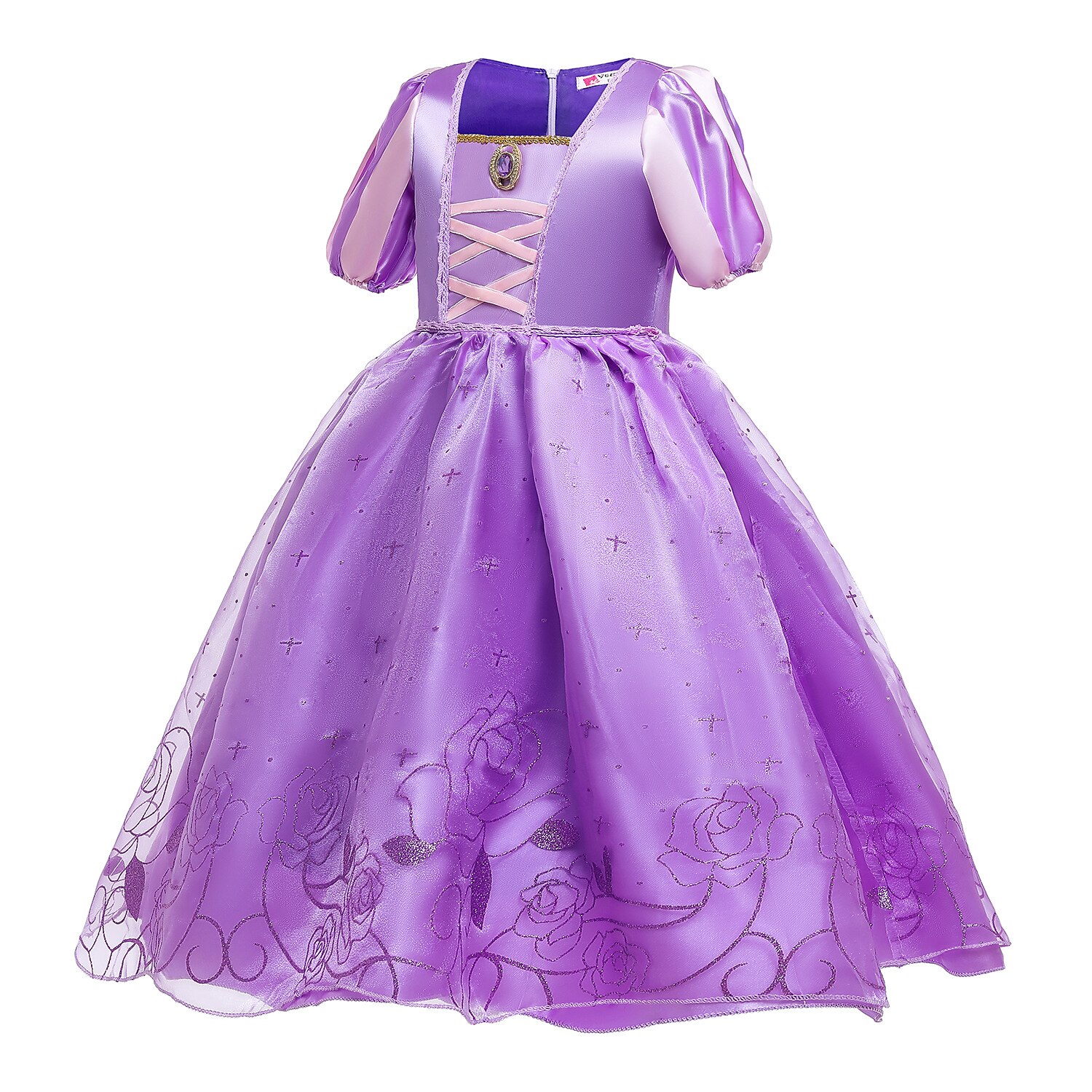 open lace back dress Mia Belle Girls Purple Tutu Dress