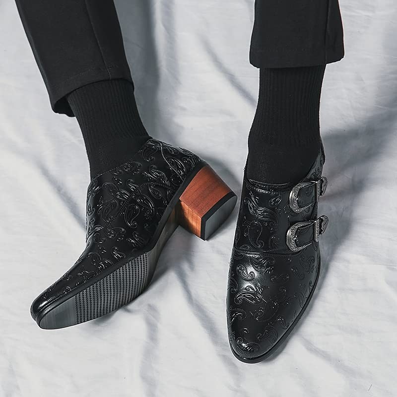 Herrenschuhe aus geprägtem Vintage-Leder mit Doppelschnalle - formelle Abendschuhe für Hochzeiten und besondere Anlässe 2025 - $64.99 –P6