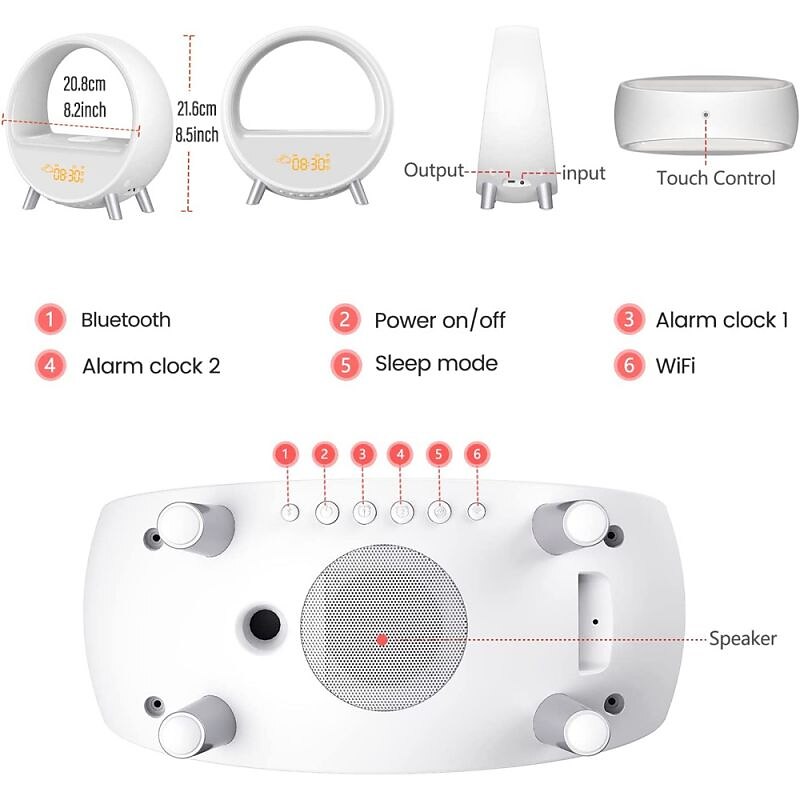 WiFi Smart Alarm Clock Wake Up Light Workday Alarm Clock 15W Fast Wireless  Charger Bluetooth Speaker RGB Bedside Night Light Works with Alexa Google  Home Desk Lamp 2024 - $95.99