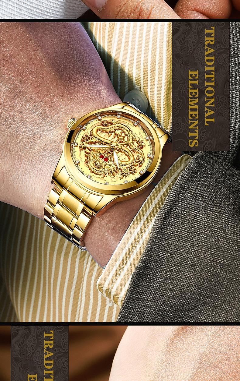 Horloge mannen horloges luxe gouden quartz polshorloge 3D waterdichte draak automatische zelfopwind horloge cadeau voor mannen Relojes 2026 - $29.99 –P9