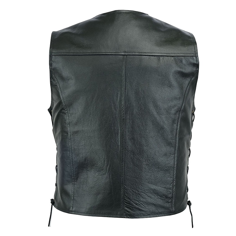 Men's Gilet Leather Vest Vacation Daily Wear Going out Fashion Basic Spring &  Fall Buttons Faux Leather Comfortable Plain Single Breasted V Neck Regular Fit Black Vest 2025 - $39.99 –P3