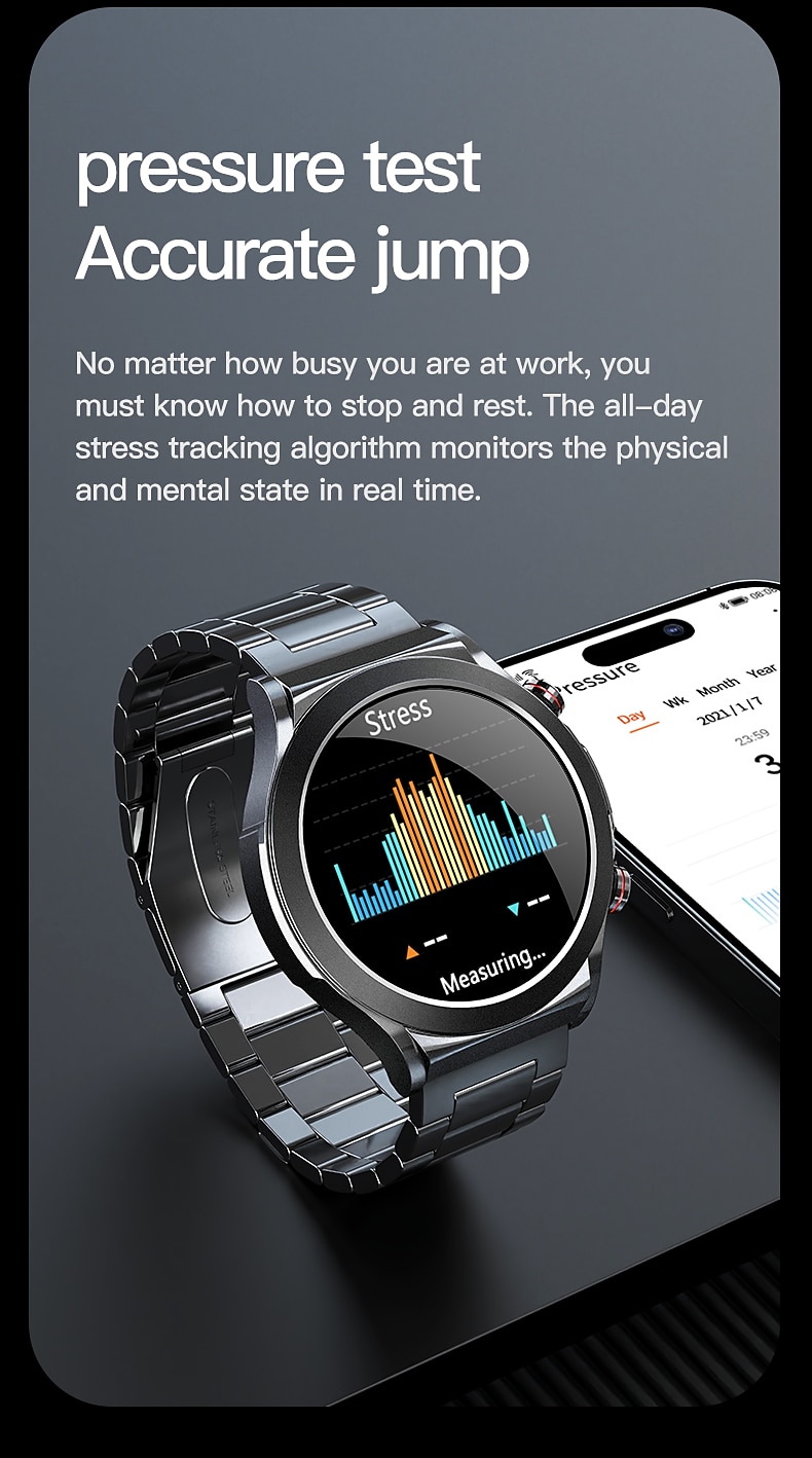 iMosi tk21P Slimme horloge 1.39 inch(es) Smart horloge Bluetooth Temperatuurbewaking Stappenteller Gespreksherinnering Compatibel met: Android iOS Dames Heren Waterbestendig Mediabediening 2025 - $97.79 –P14