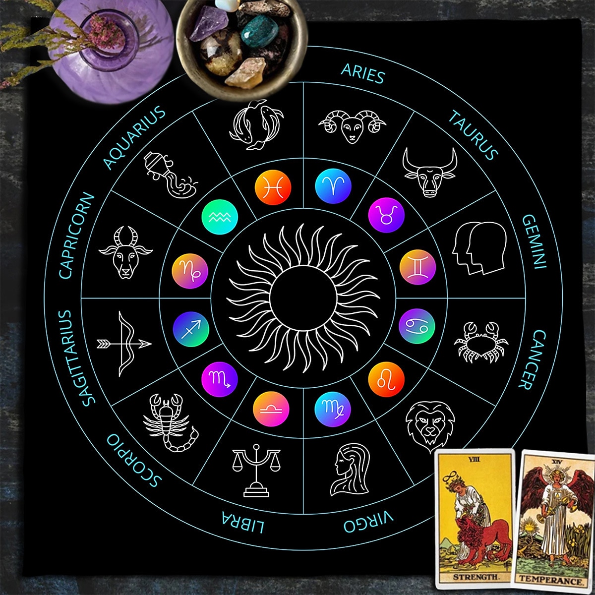 tarot asztalterítő játékhoz, oltárterítő, boszorkánysági asztrológia dekoráció orákulumkártya pad tarot szőnyeg witcher dekor, parti ajándékok, parti ajándék dekoráció, parti kellékek varázsművészeti 2026 - $9.49 –P6