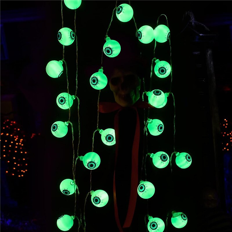 هالوين جو مقلة العين led سلسلة أضواء 3m 20 المصابيح زخرفة هالوين أضواء خضراء aa طاقة البطارية لإضاءة حزب الرعب 2025 - $17.99 –P8