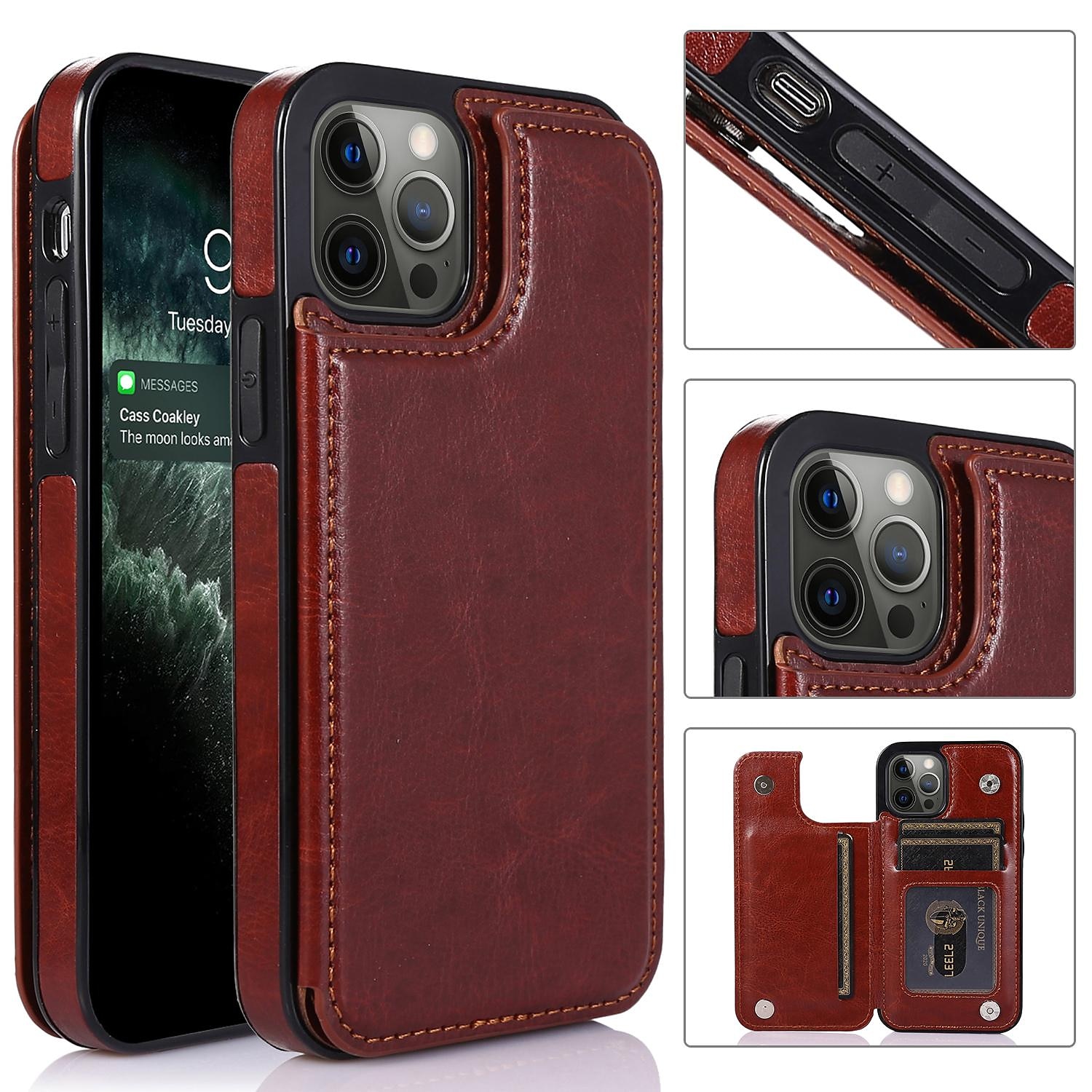 For iPhone 15 Pro 14 13 12 Pro Max 7 8 Magnetic Flip Wallet Leather Case  Cover