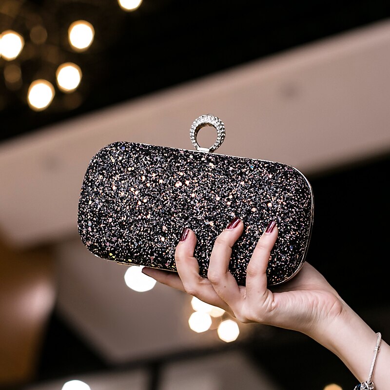 Women's Clutch Evening Bag Wristlet Clutch Bags PU Leather Party Bridal Shower Holiday Rhinestone Large Capacity Lightweight Durable Solid Color Small white Small black Small blue 2025 - $26.99 –P16