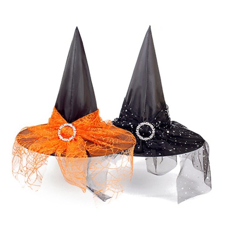 cappello da strega di halloween con velo di ragnatela cappello da festa in costume da donna cappello da mago cappello da mago copricapo di halloween cappello da festa cappello di halloween strega del 2025 a $10.99 –P3
