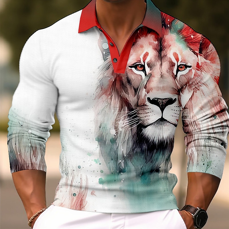 Designer Shirts New Mens Large Sleeves Polo Top 3D Digital