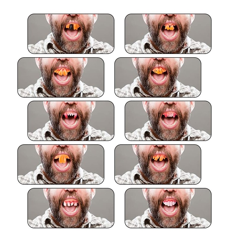10 stk/sett halloween dekorasjon simulering tenner prank leker halloween cosplay rekvisitt vampyr zombie djevel proteser hoggtenner råtten falsk tann 2025 - $9.49 –P5