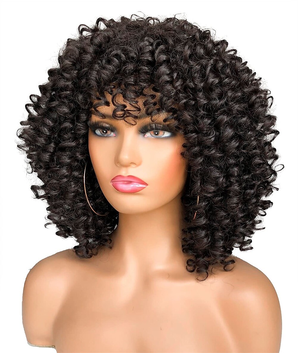 perruque afro bouclée avec une frange perruques courtes crépus bouclés pour les femmes noires fibre synthétique cheveux doux perruque afro courte bouclée de 2025 ? $20.99 –P14