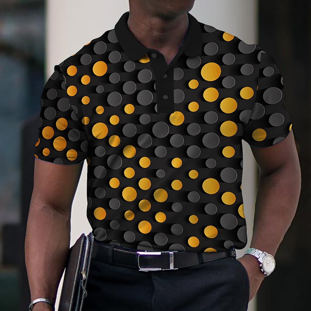 Férfi Grafika Pólóingek Golfing Rövid ujjú Pólóingek Galléros ingek Alkalmi Nyaralási viselet Rave Wear Party ruhák Gombok 3D nyomtatás Fekete Rubin Medence 2025 - $22.99 –P3