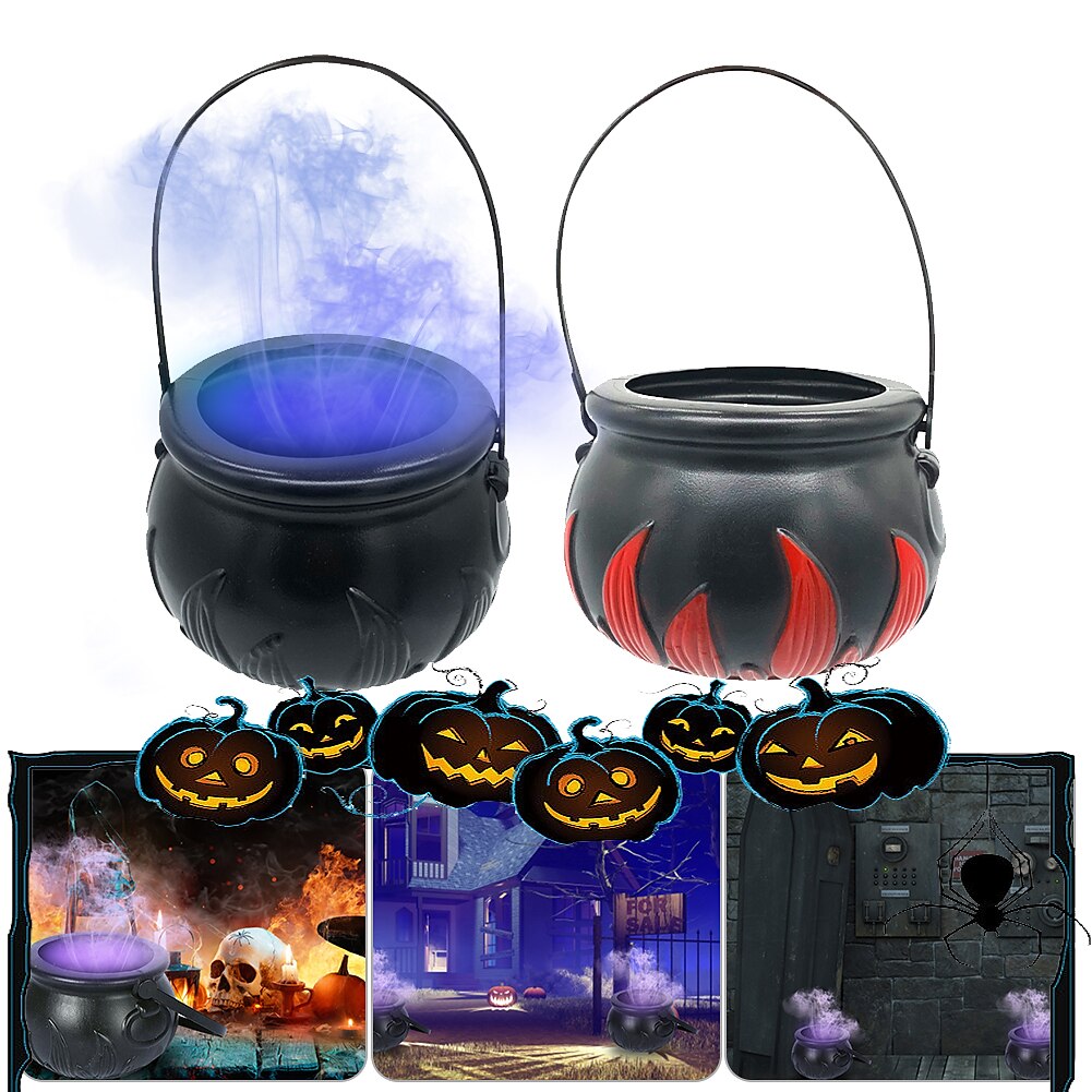 Halloween Witch Pot Cauldron 12 Color Changing Party Prop Color