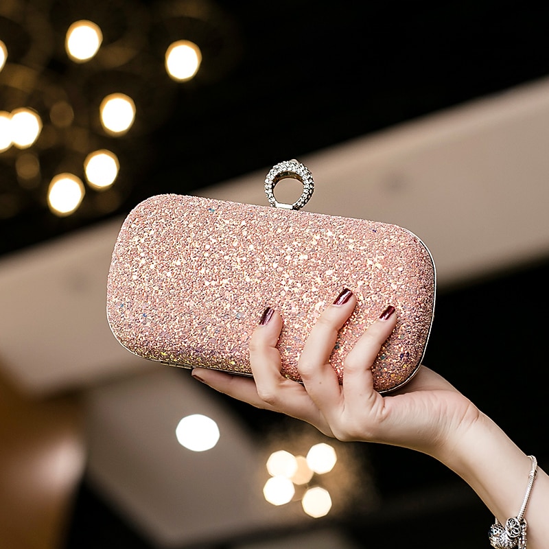 Women's Clutch Evening Bag Wristlet Clutch Bags PU Leather Party Bridal Shower Holiday Rhinestone Large Capacity Lightweight Durable Solid Color Small white Small black Small blue 2025 - $26.99 –P12