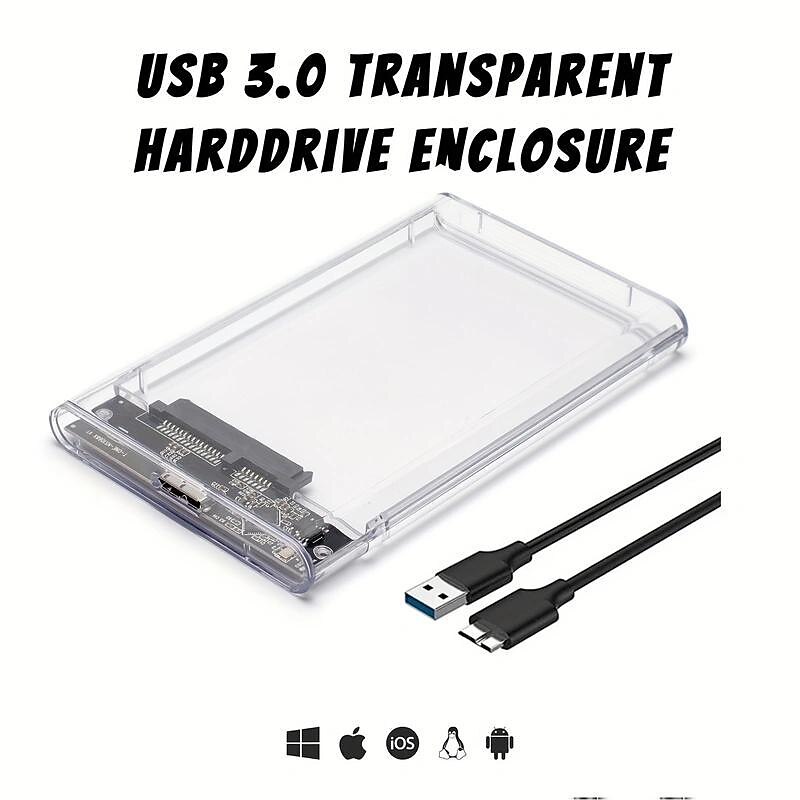 Hard Drive Enclosure 2.5 USB 3.0 SATA Case Transparent External Caddy HDD SSD 2025 - $12.99 –P1