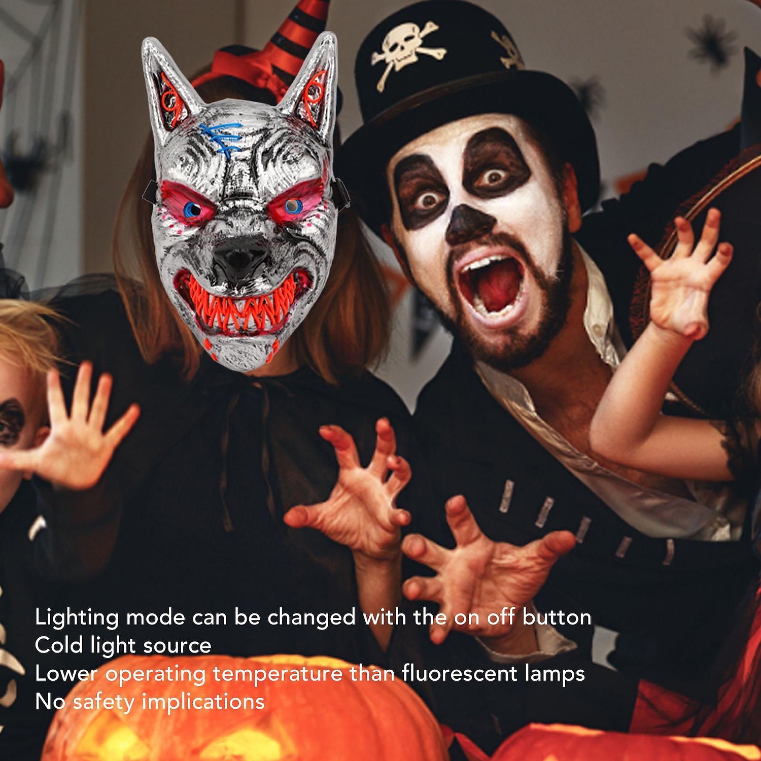 Halloween Wolf Head Mask Anime Demon LED Halloween Scary Wolf Mask For Costume Party 2025 - $16.99 –P2