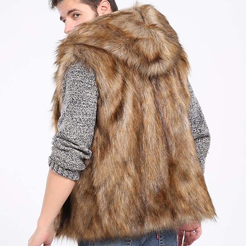 Per uomo Gilet Cappotto di pelliccia sintetica Da tutti i giorni Da mare Per uscire Di tendenza Essenziale Inverno Primavera & Autunno Con cappuccio Ecopelliccia Comodo Liscio Monopetto Con cappuccio del 2026 a $59.99 –P5