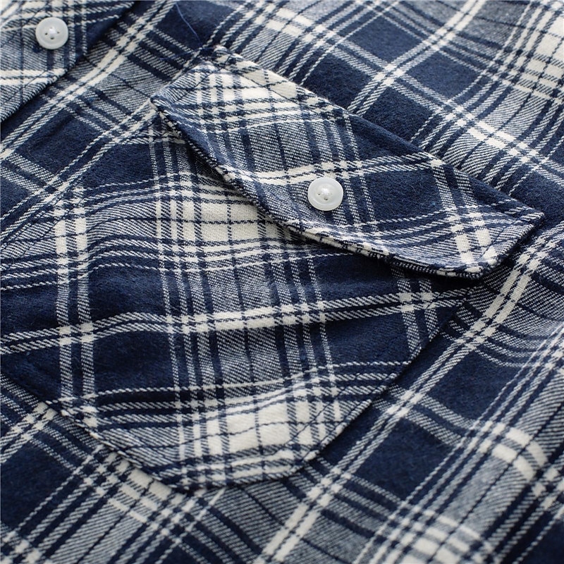 Herren Hemd Flanellhemd Kariertes Hemd Knopfhemd Overshirt Karo Outdoor Alltagskleidung Weiß Wein Rote Marineblau Langarm Revers Frühling & Herbst Bekleidung Fronttasche 2025 - $29.99 –P17