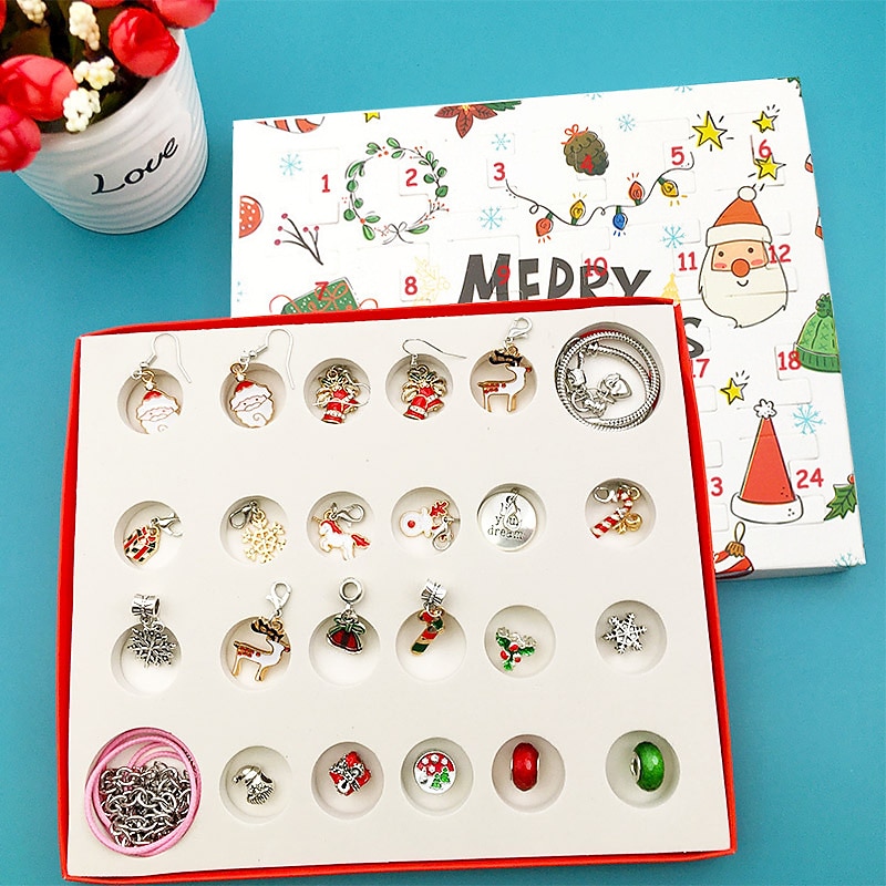 Braccialetti del Calendario dell'Avvento di Natale 2025 per ragazze Calendario del conto alla rovescia di Natale 24 giorni kit per la creazione di gioielli fai-da-te regalo 22 perline charm 2 del 2025 a $21.99 –P3
