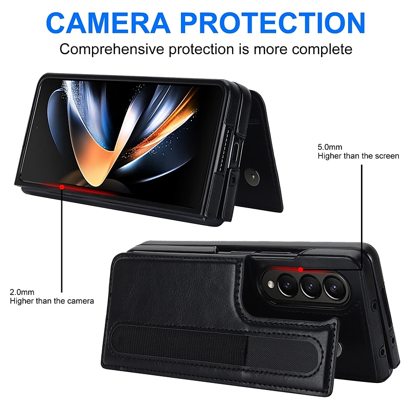 телефон Кейс для Назначение SSamsung Galaxy Z-образный сгиб 7 Z-сгиб 6 Z Fold 5 Z Fold 4 Z Fold 3 Кожаный чехол Слоты для держателей карт Откидная подножка с держателем для ручки Сплошной цвет 2025 - $25.99 –P7