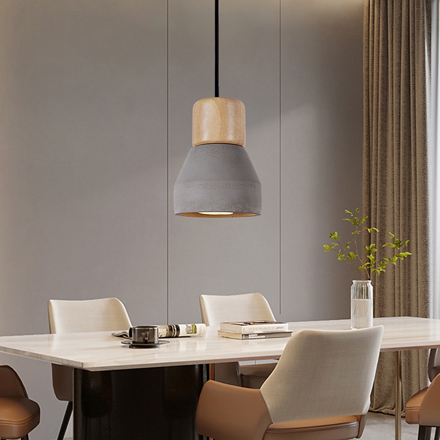LED Pendant Light Wood Art Cement Concrete Hanging Lamp Simple Cafe Restaurant Bar Pendant Light E27 Light Source Metal Iron Art Droplight Flashlight Concrete Ceiling Light 110-240V 2025 - $67.99 –P9