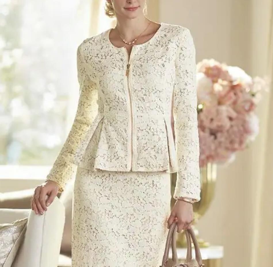 Abito a due pezzi madri della sposa abito ospite di matrimonio elegante festa scollo a barca lunghezza al ginocchio pizzo maniche lunghe giacca inclusa con abito da corsa a tinta unita taglia su del 2025 a $172.99 –P2