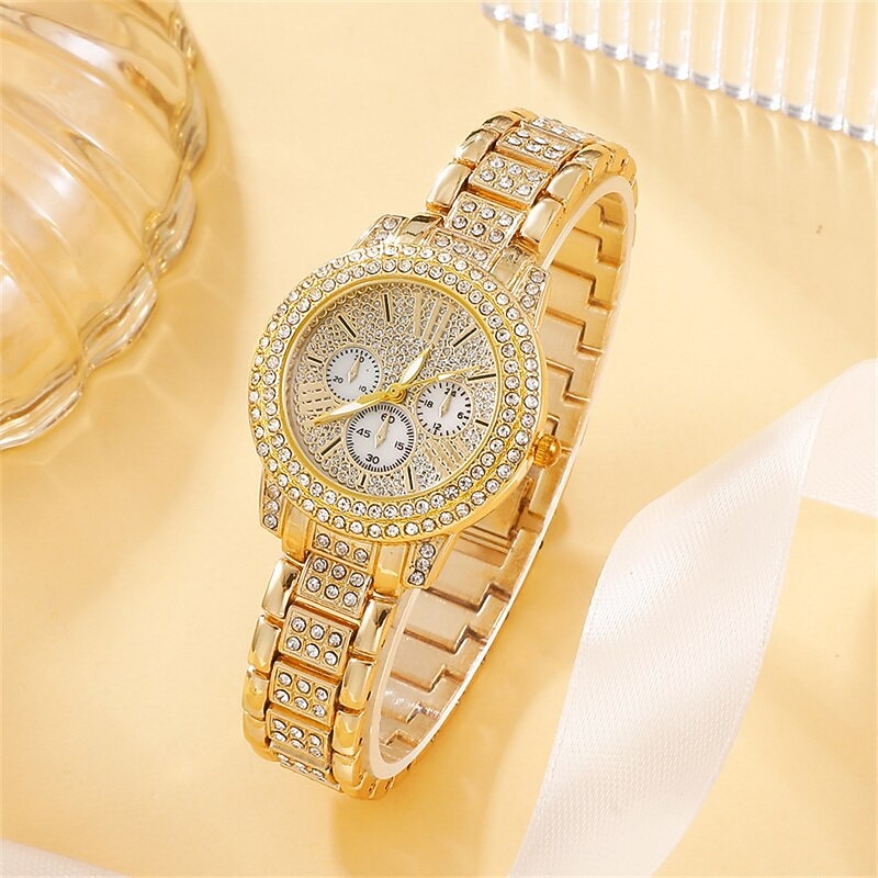 6PCS Set Luxus Uhr Muttertag Geschenk für Frauen Ring Halskette Ohrringe Kristall Mode Armbanduhr Weibliche Freizeit Damenuhren Armband Set 2026 - $19.99 –P6